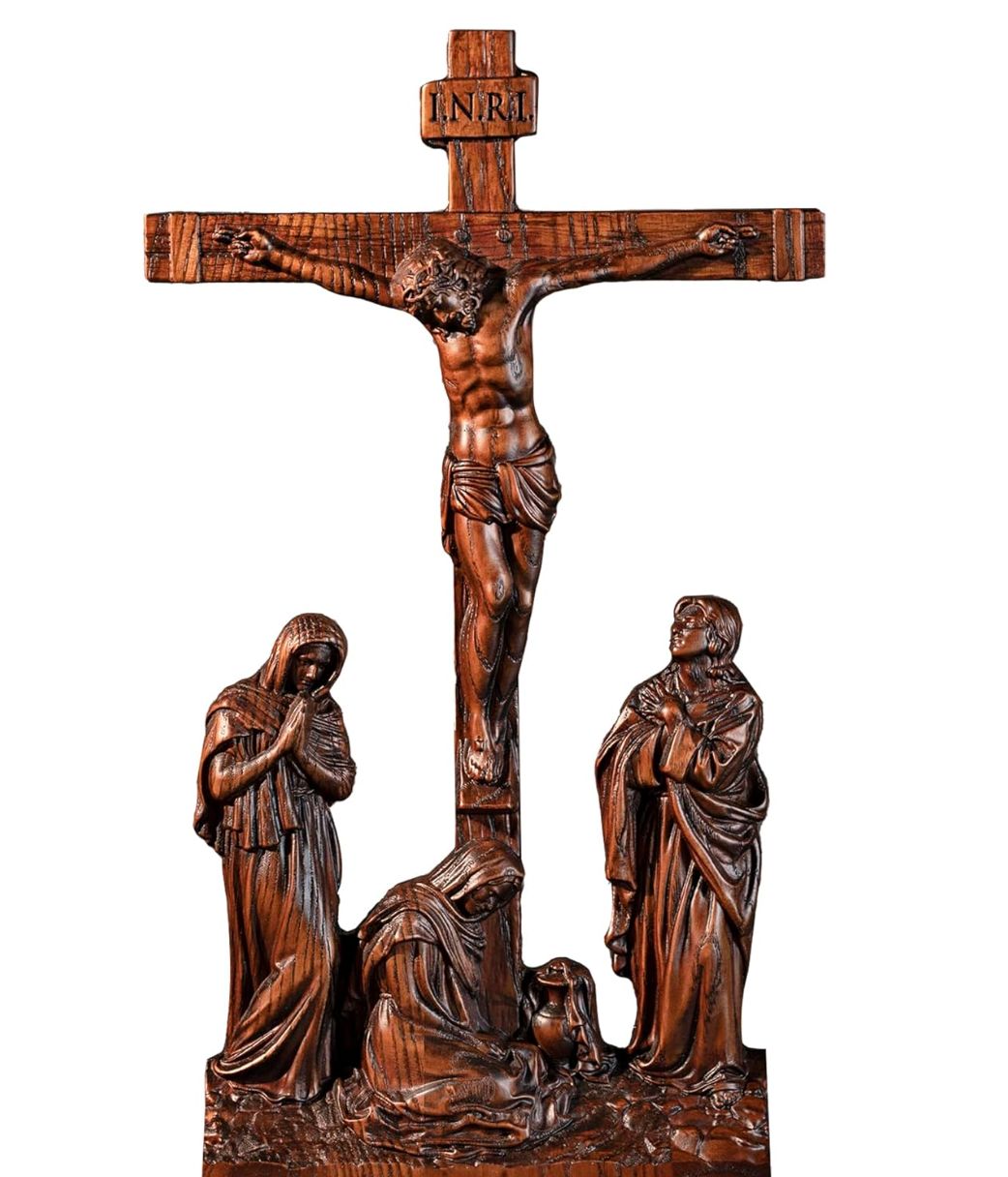 BGCOPPER スタンディング十字架 壁掛けクロス INRI イエス十字架 壁掛け用 ハンドメイド木製クロス 壁飾り ホームクリスマスギフト用 - 10インチ