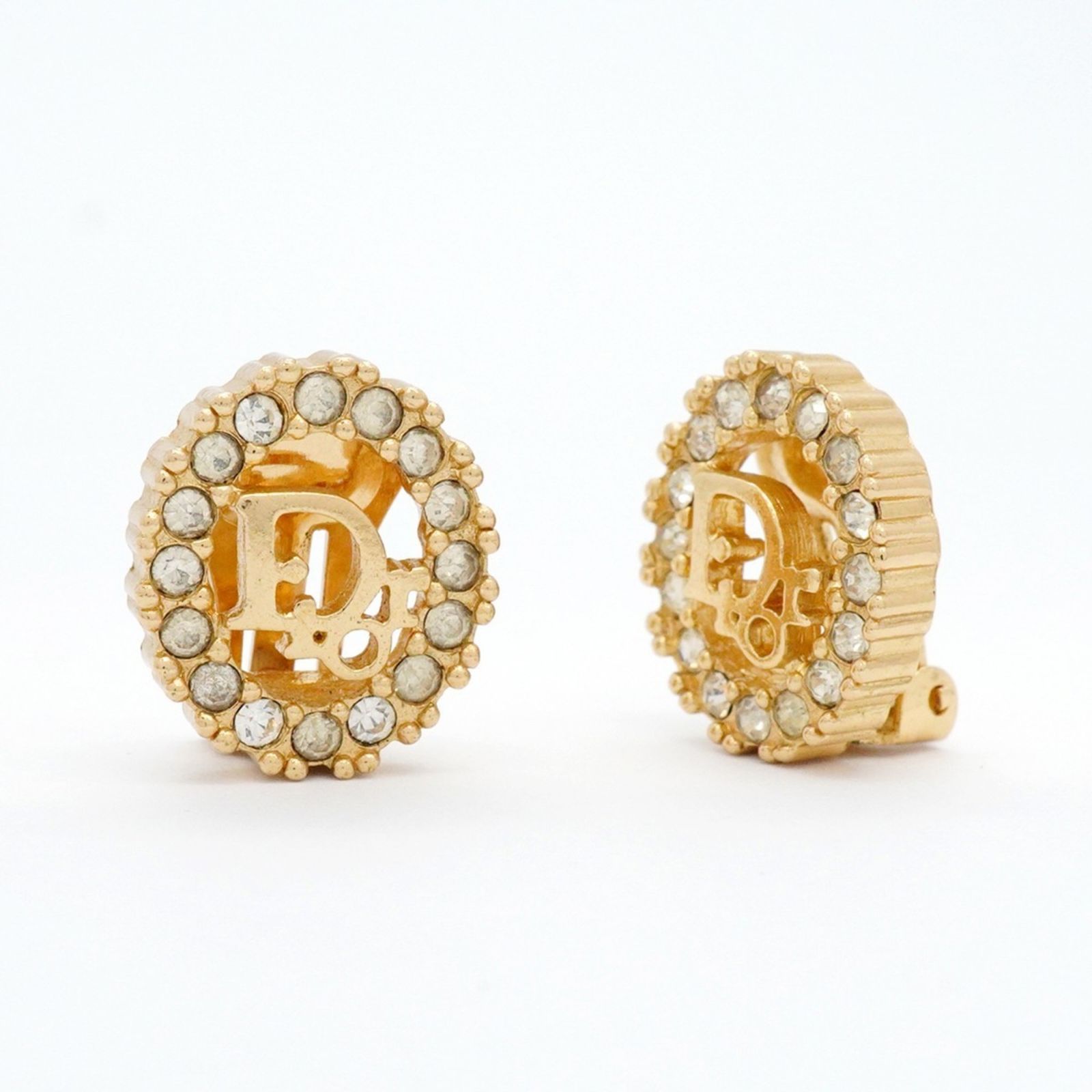 クリスチャン ディオール Christian Dior クリスチャンディオール イヤリング ディオール オーバル GPメッキ ラインストーン ゴールドレディース P1249402