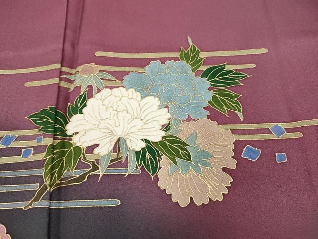 平和屋着物●友禅作家　城戸壇上　訪問着　舞花文　暈し染め　金彩　正絹　逸品　未使用　CAAZ2428ut 平和屋着物○友禅作家 城戸壇上 訪問着 舞花文 暈し染め 金彩 正絹