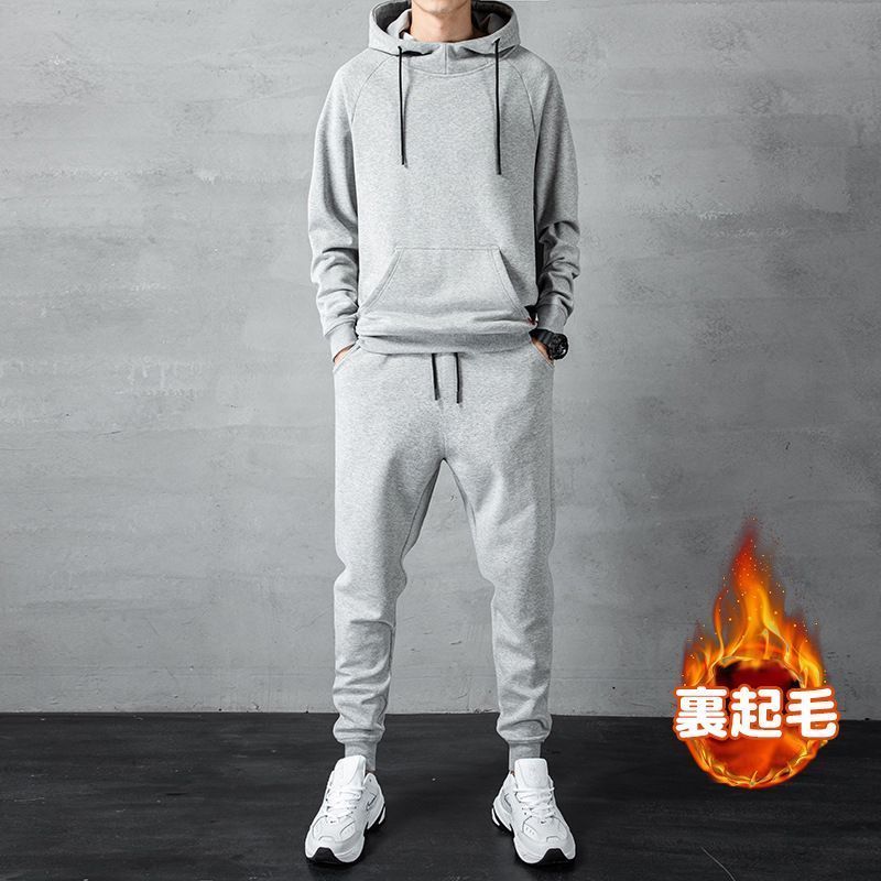 秋 冬 ベロア プルオーバー 上下セット メンズ セットアップ 裏起毛