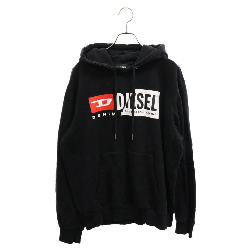 DIESEL (ディーゼル) S GIRK HOOD CUTYA ロゴ プリント プルオーバー フーデット スウェット パーカー ブラック 00339  - 「ストリートファイター」