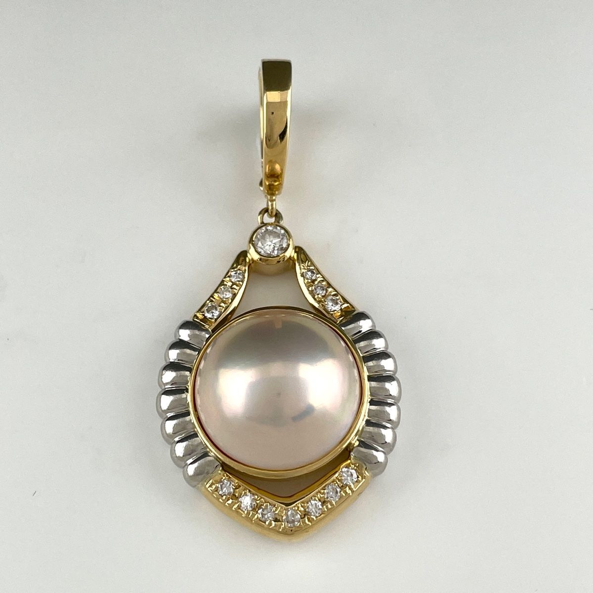 パール ペンダントトップ K18 イエローゴールド プラチナ 真珠 