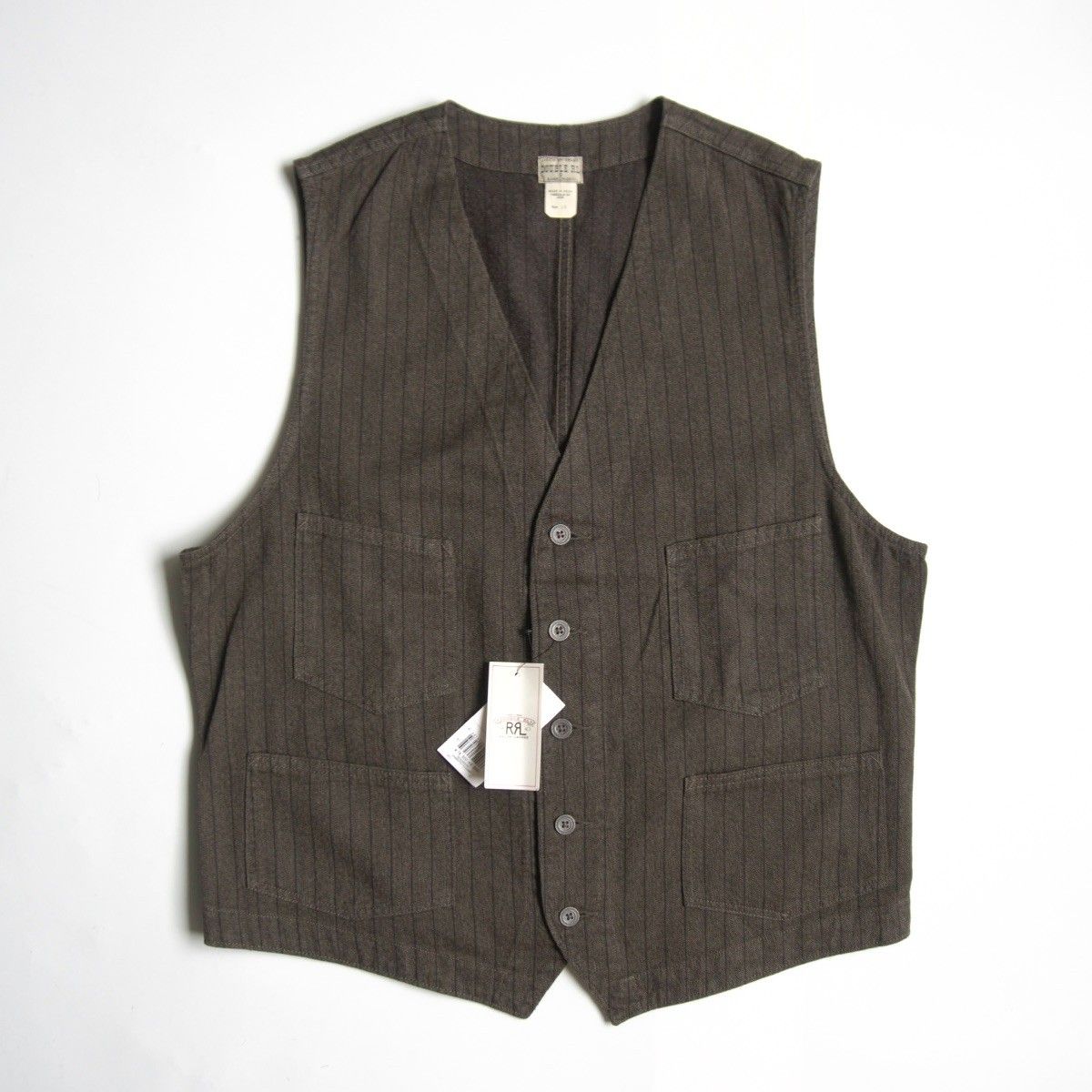 未使用品】RRL 【JASPE VEST】L ストライプ ベスト ダブルアールエル 