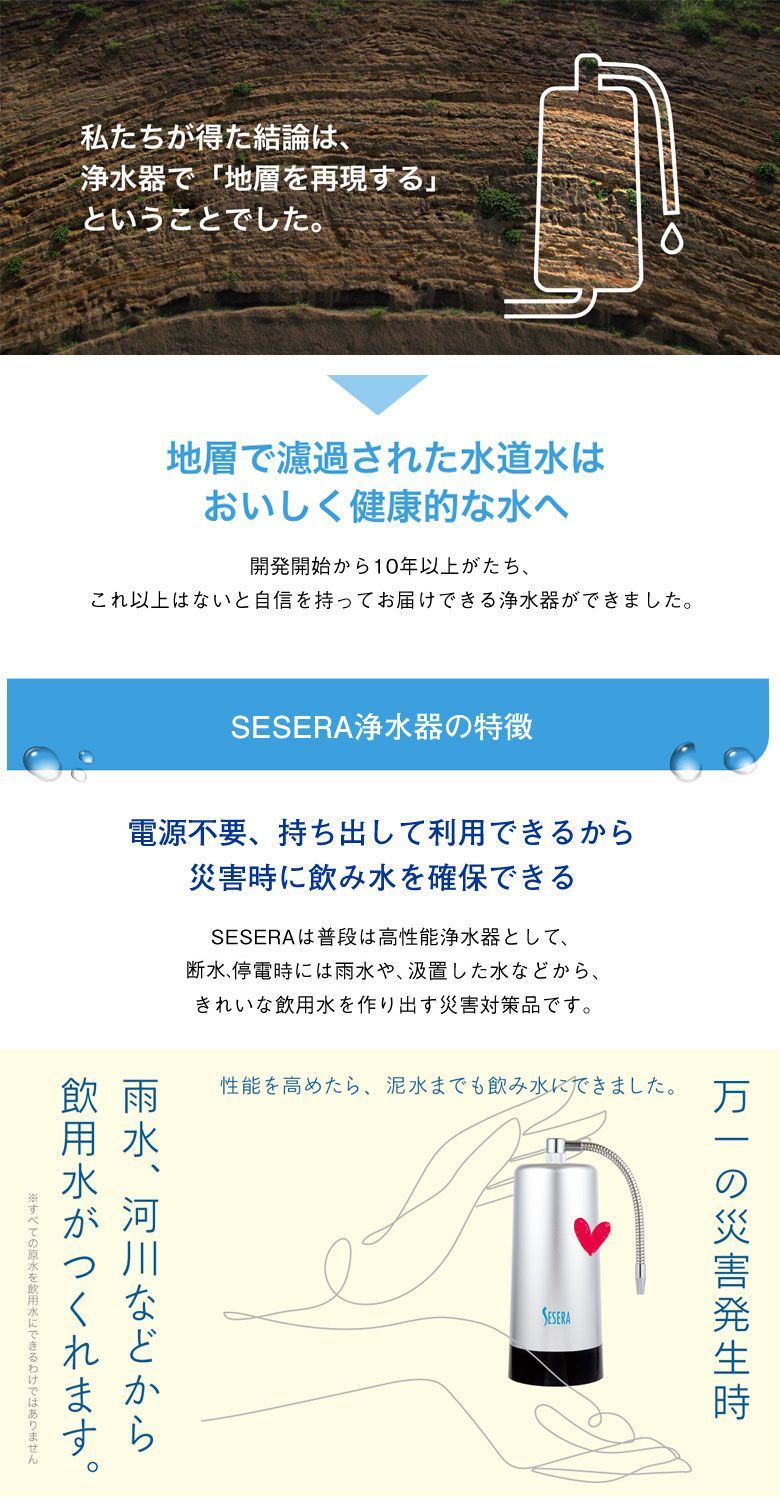  浄水器セセラセット SESERA 浄水器 浄水機 電源不要 災害時 被災時 停電 断水 浄化 雨水 河川 泥水 風呂飲料水 ポンプホース 浄水器部品 アクセサリー 浄水器 整水器