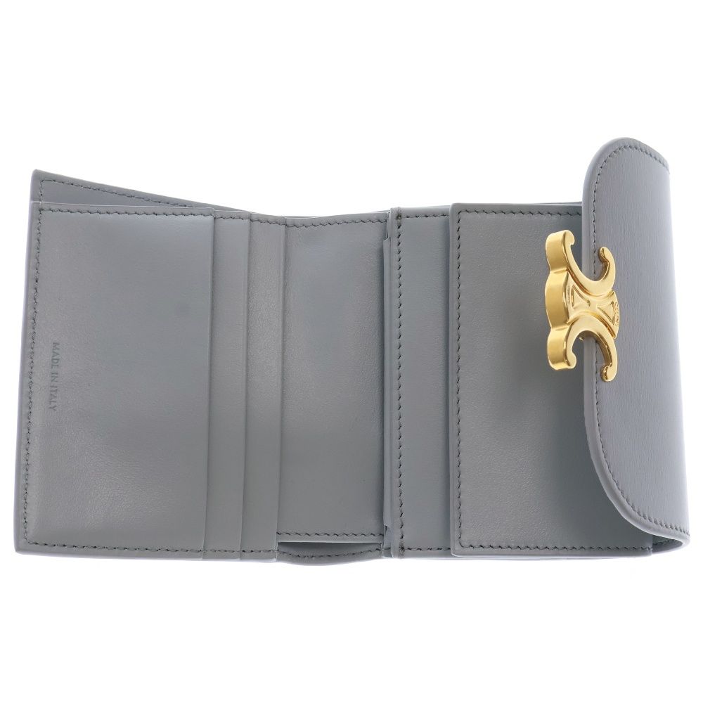 美品　CELINEトリオンフ スモールウォレット三つ折り財布　カーフレザー CELINE（セリーヌ） 三つ折り財布(小銭入れあり) トリオンフ スモール