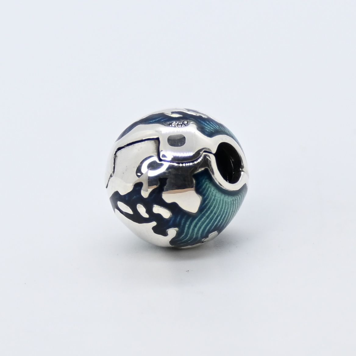 研磨済】PANDORA Blue Globe Clip Charm チャーム 美品 パンドラ