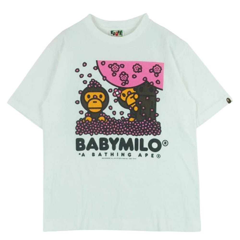 A BATHING APE アベイシングエイプ BABY MILO 桜 プリント 半袖