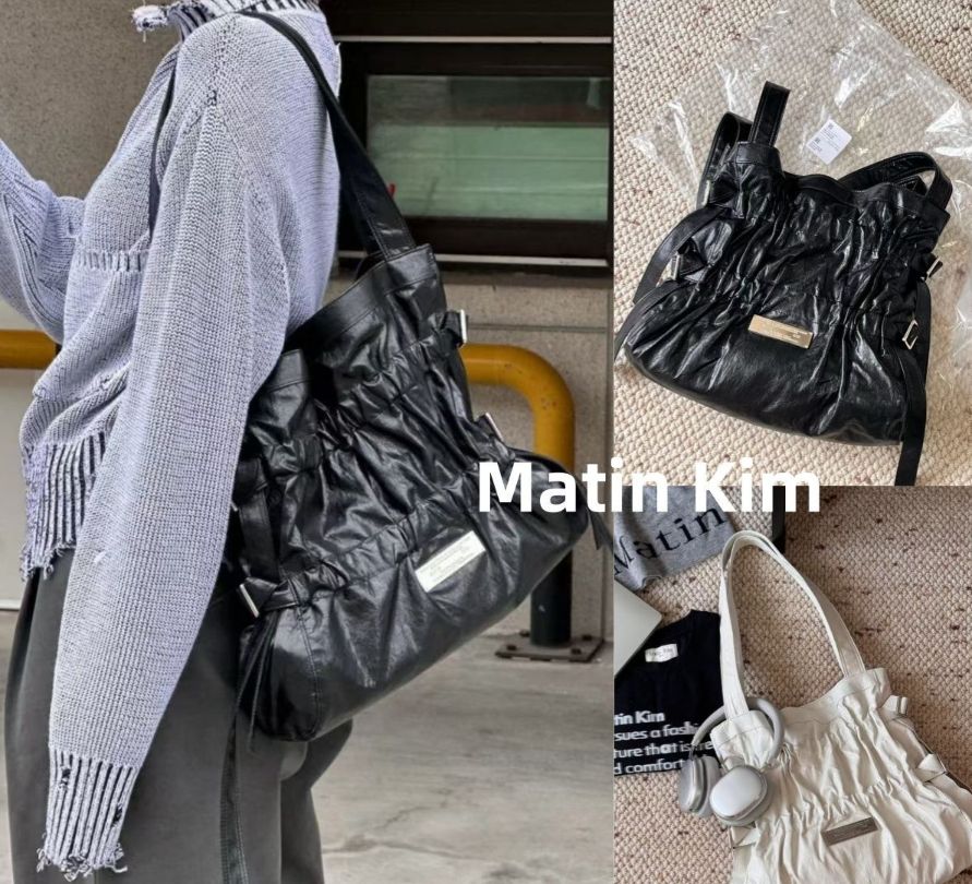 韓国 Matin Kim マーティンキム ギャザーバッグ FAUX LEATHER SEASHELL BAG ハンドバッグ ショルダーバッグ レディース 2色選択