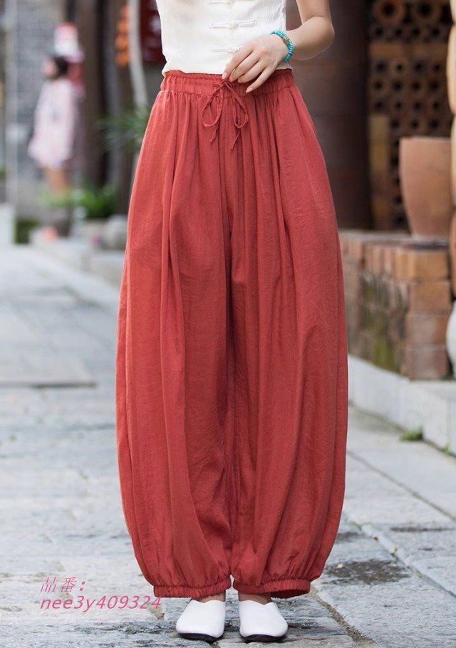 バルーンパンツ レディース ボパンツ 麻 夏 春 リネンパンツ ゆったり ハイウエスト ワイドパンツ 春夏 アラジンパンツ コクーンパンツ nee3y409324