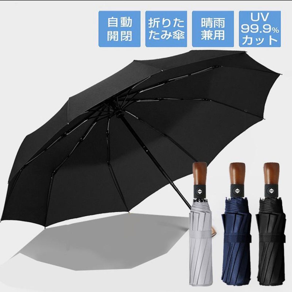 レディース 折り畳み 日傘 晴雨兼用 自動開閉 日傘 ネイビー 男女兼用