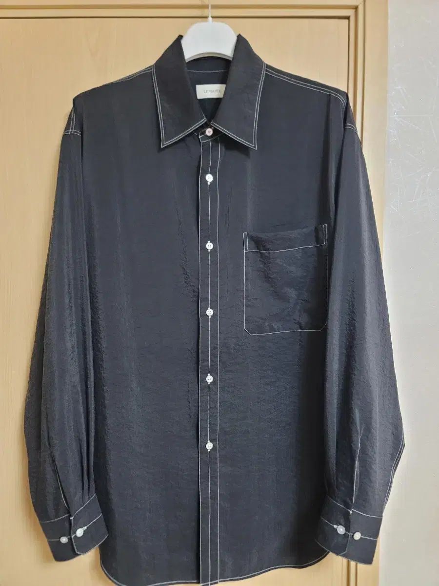 LEMAIRE(ルメール) 24FW ドライシルク ステッチ シャツ 黒 44