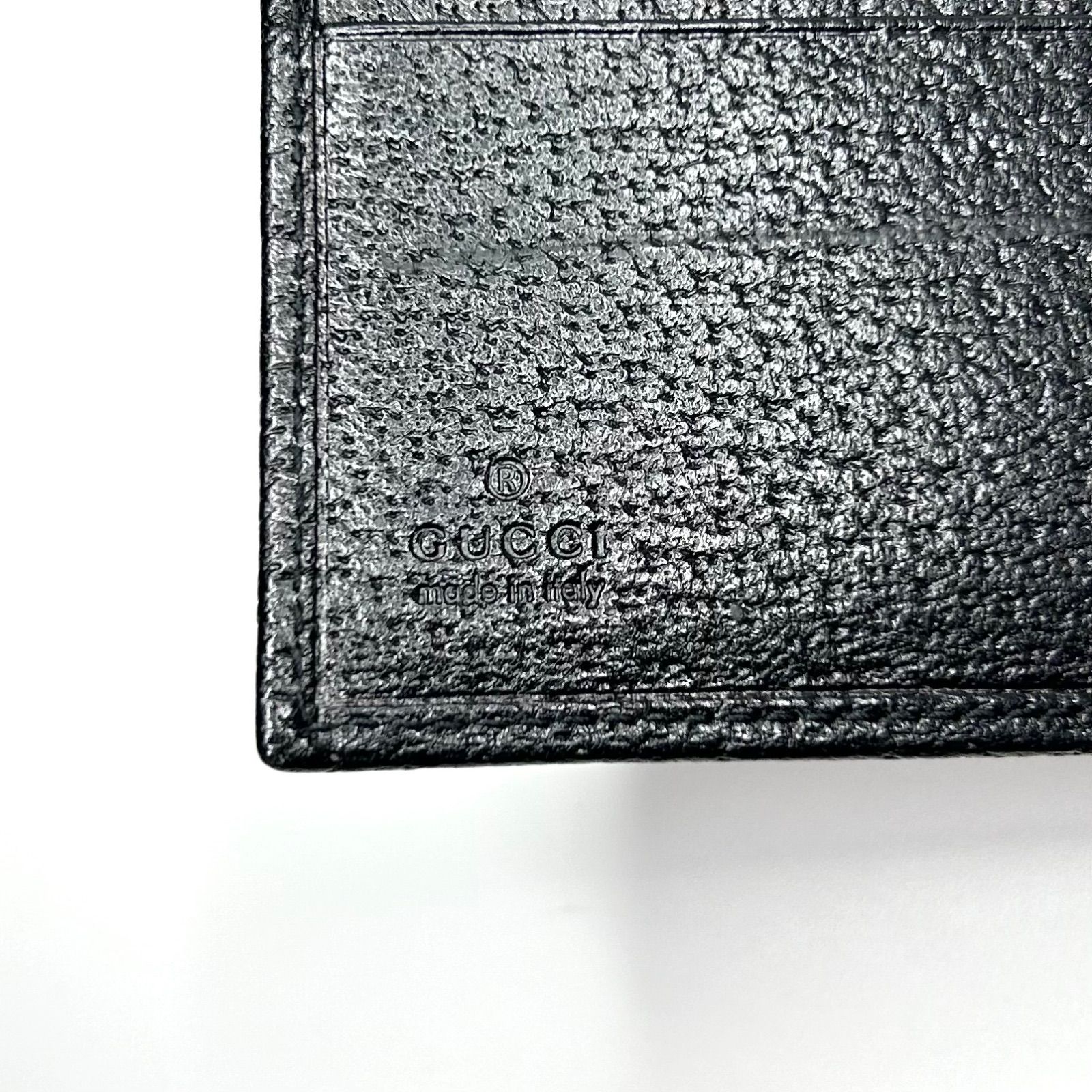 未使用 グッチ 04862 GGキャンバス レザー ブラック 黒 2つ折り財布