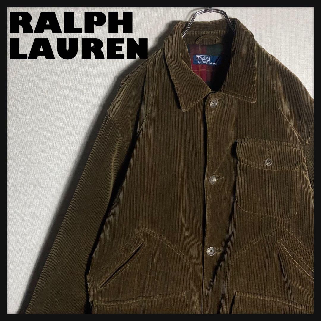 90s RALPH LAUREN カバーオール 太畝コーデュロイ 裏地チェック - メルカリ
