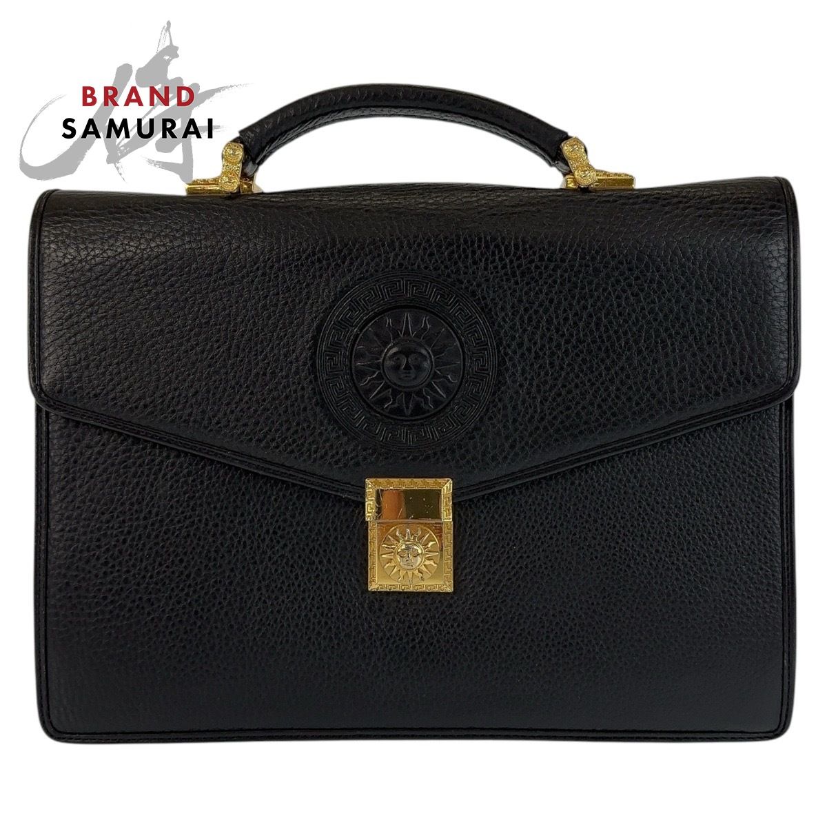 美品✨ヴェルサーチ ビジネスバッグ サンバースト ゴールド金具 黒 美品 VERSACE ヴェルサーチ ヴィンテージ サンバースト