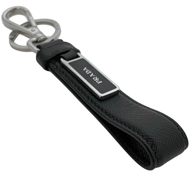 プラダ キーリング ブラック 美品 サフィアーノレザー メタル 中古