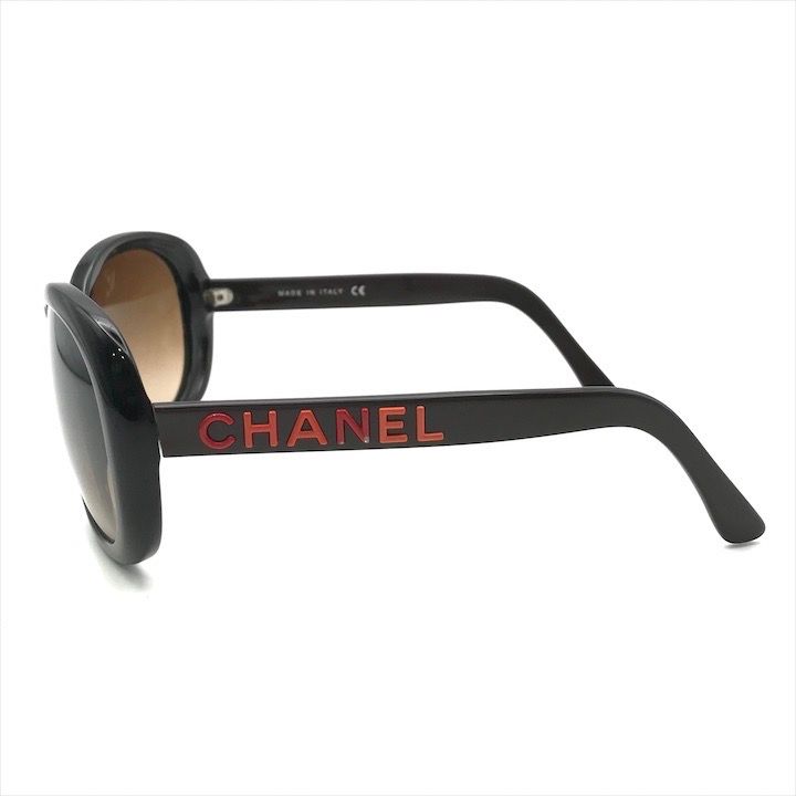 良品 CHANEL シャネル ロゴ サングラス アイウェア ブラウン ケース
