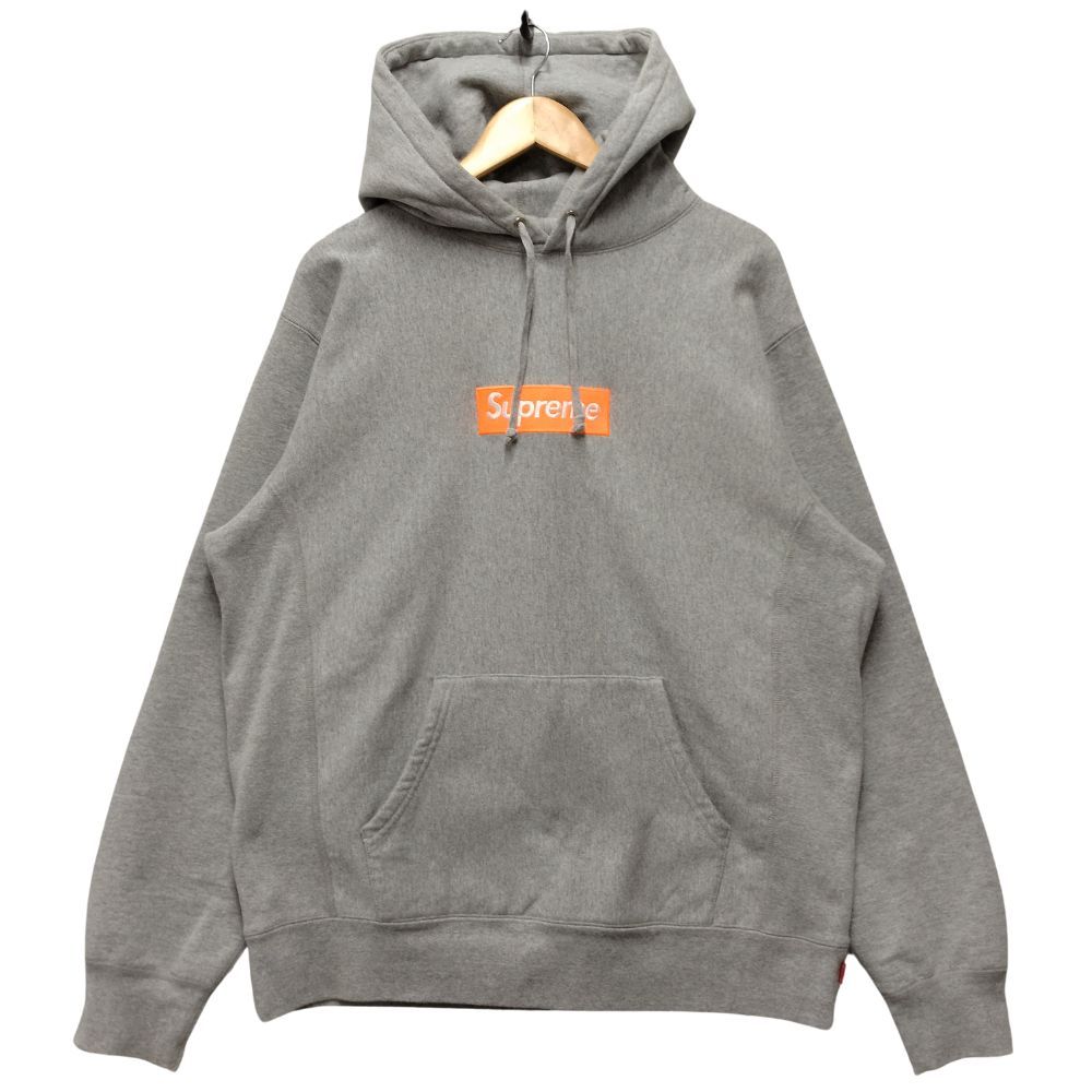 SUPREME シュプリーム 17AW Box Logo Hooded Sweatshirt ボックスロゴ スウェット パーカー  ヘザーグレー/オレンジ XL 正規品 / 34885 - メルカリ