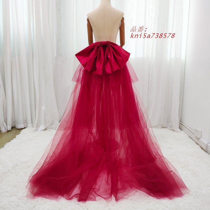 セミオーダー可能 取り外しトレーン 付けトレーン ワインレッド リボン