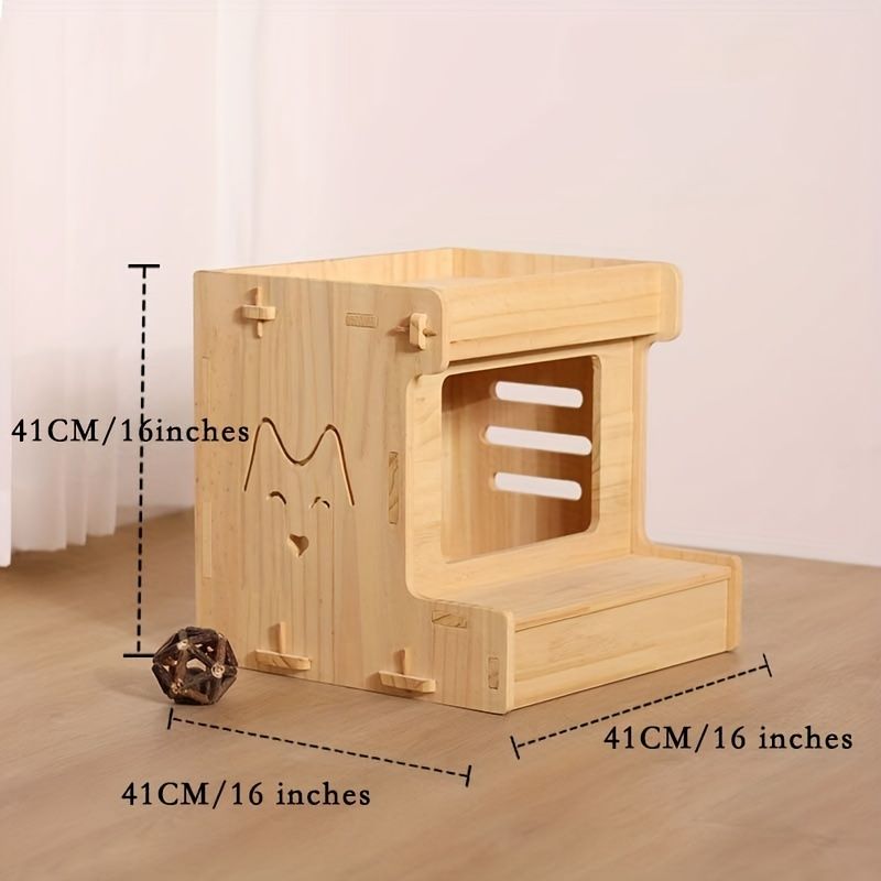 ペット小さなヴィラ固体木製猫ハウス猫睡眠ベッド猫家具屋内猫の巣