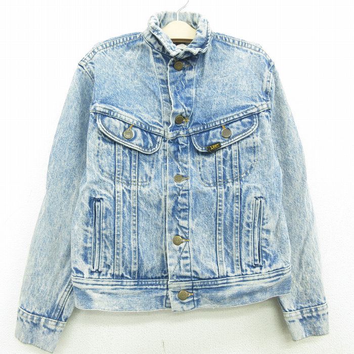 古着 リー Lee 長袖 ジージャン キッズ ボーイズ 子供服 80s コットン ケミカルウォッシュ 薄紺 ネイビー デニム 22dec14