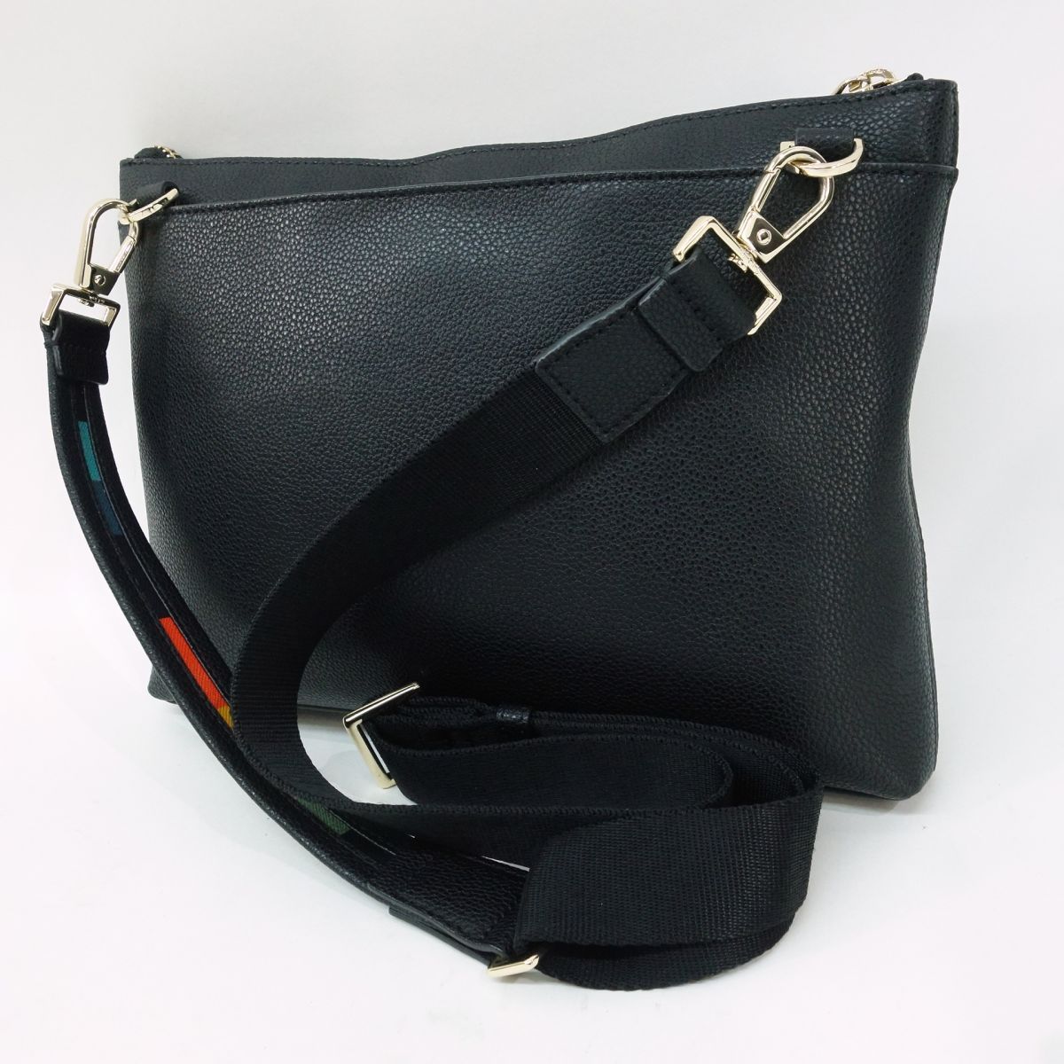 ポールスミス　インレイドストライプハンドル　ショルダーバッグ　ブラック　美品 ポールスミスPaul Smith インレイドストライプハンドルショルダー