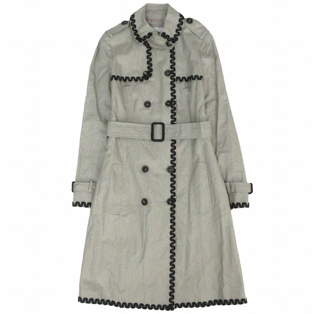 モスキーノ ツイード ロングコート シルク フラワー ブラック