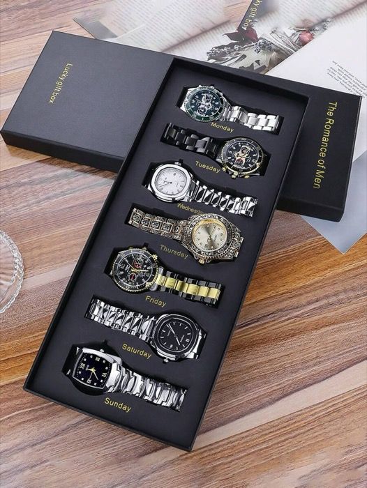 腕時計 メンズ セット 7個セット スタイリッシュな メンズ腕時計セット バーインデックスダイヤル デイリーウェア 誕生日 父の日 記念日 年末 独身の日 ハロウィンプロモーション その他の祝日ギフトに適しています