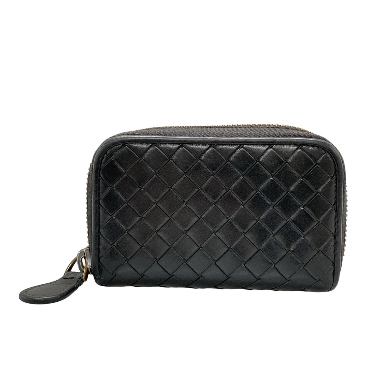 BOTTEGA VENETA ボッテガヴェネタ コインケース イントレチャート 黒 ラウンドファスナー レザー