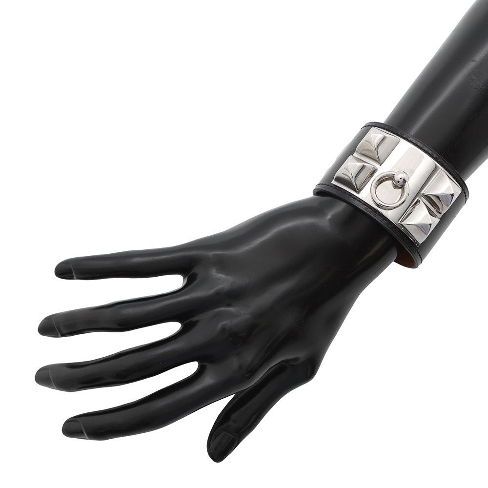 エルメス コリエドシアン ブレスレットSブラック/シルバー金具確実正規品 HERMES（エルメス） コリエドシアン ブレスレット バングル 黒ブラック
