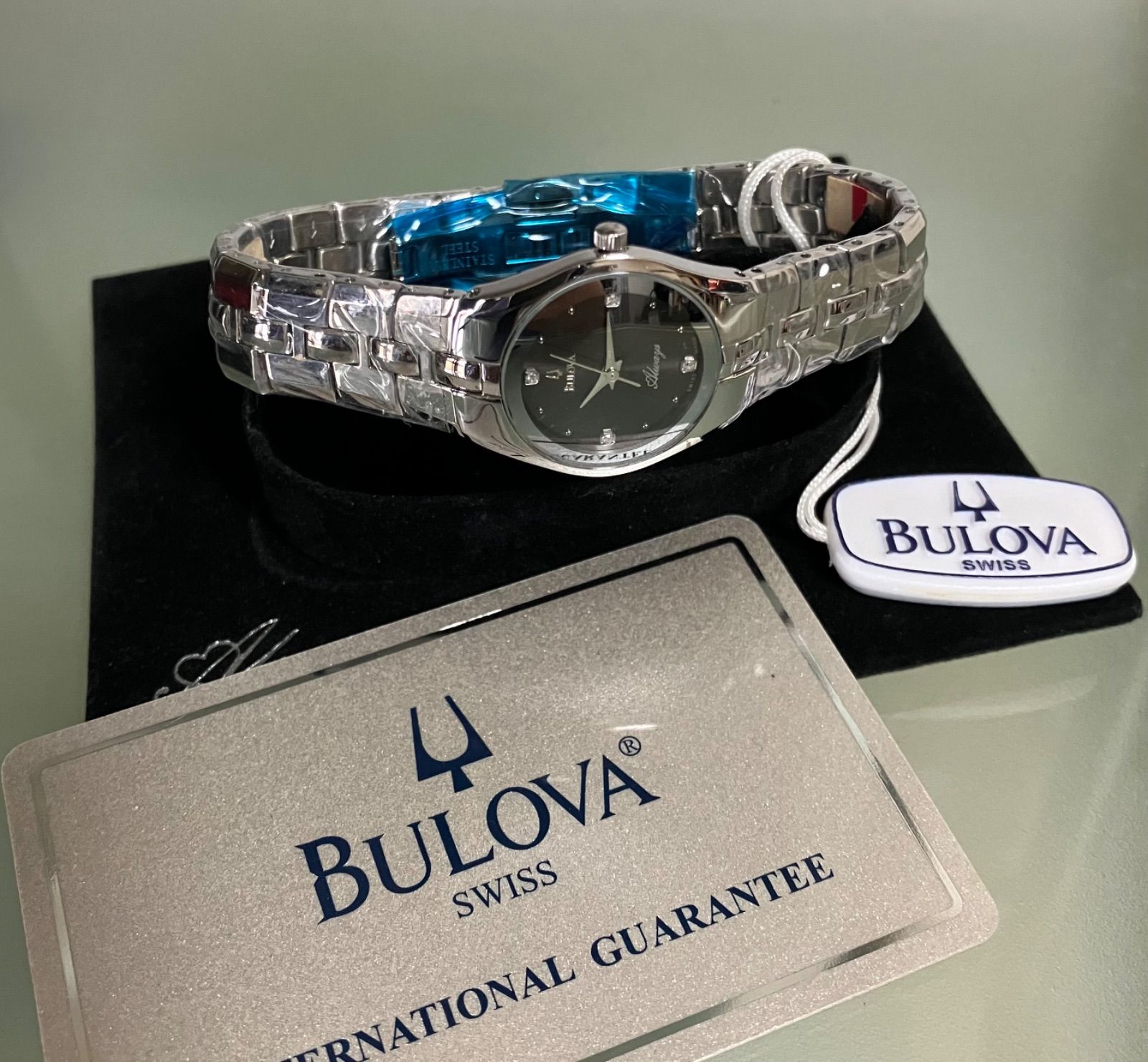 ★未使用 稼動品★BULOVA ブローバ★B137S★Always オールウェイズ★ダイヤ4P★クオーツ★レディース 腕時計★箱・説明書・ギャランティ付