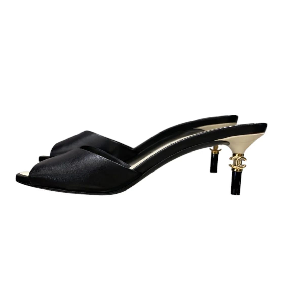 CHANELミュール CHANEL Vintage 02P CC Logo Sandals Heels Mules #36-36.5