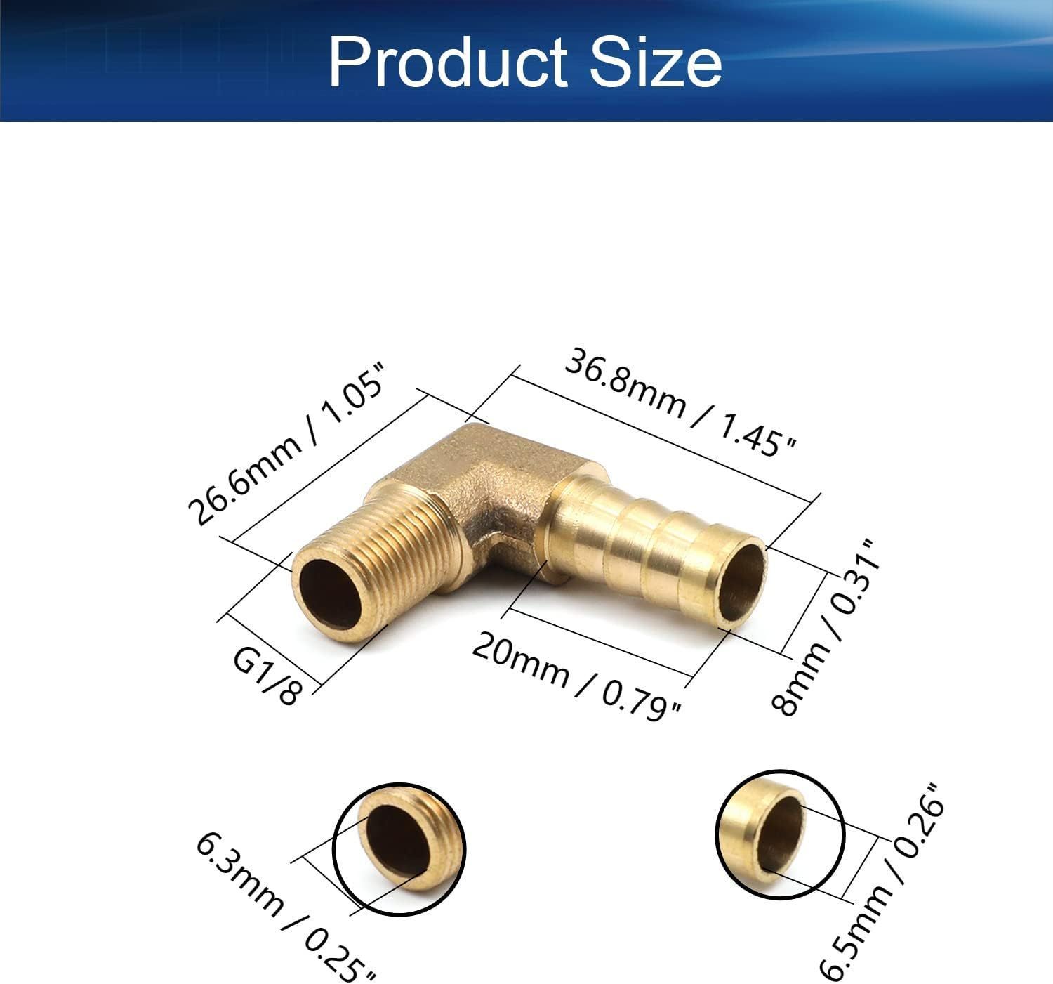 Othmro コネクタサイズ8mm ねじサイズ1/8 外ねじ 5個 蛇口タップク