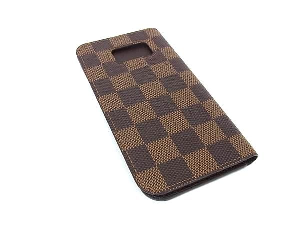 LOUIS VUITTON ルイヴィトン N61256 ダミエ フォリオ Galaxy S6 対応 手帳型 スマホケース レディース ブラウン系 BK5255