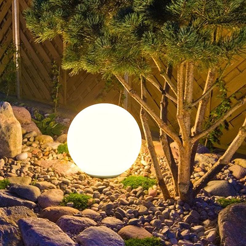 翌朝まで点灯!! 明るさ100ルーメン 超ボリューム感の光り!! GWSOLAR 庭園灯ボールランプ 直径38cm 自重1.5kg 置くだけ自立 ソーラーパネル内蔵 Smart Lighting ソーラーライト リモコンで点灯時間選び 昼光色 電球色 白色 0