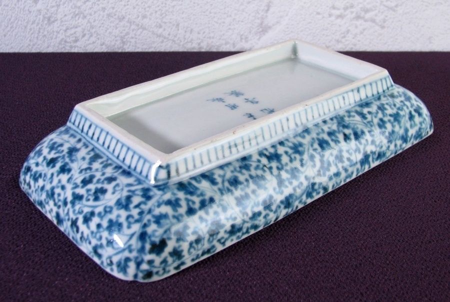 希少　古伊万里タコ唐草文長皿　5枚 古伊万里蛸唐草紋様角長皿5枚 江戸中期 長皿 antique art