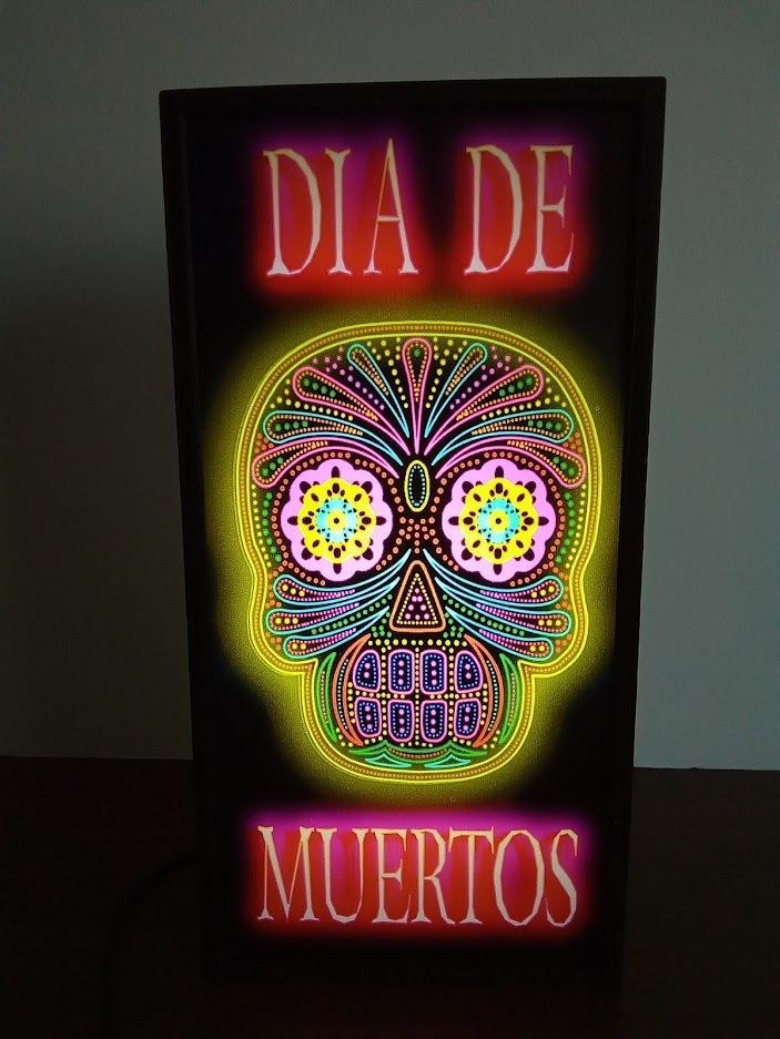メキシコ メキシカンスカル 死者の日 サイン 置物 雑貨 LEDライトBOX 