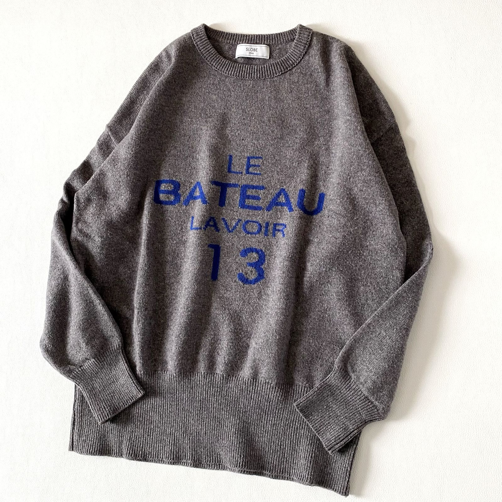 22AW♪LE BATEAUロゴニット グレー M フリーサイズ ウールニット