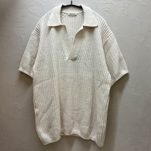 AURALEE オーラリー 23SS BRUSHED COTTON WOOL RIB KNIT SKIPPER POLO