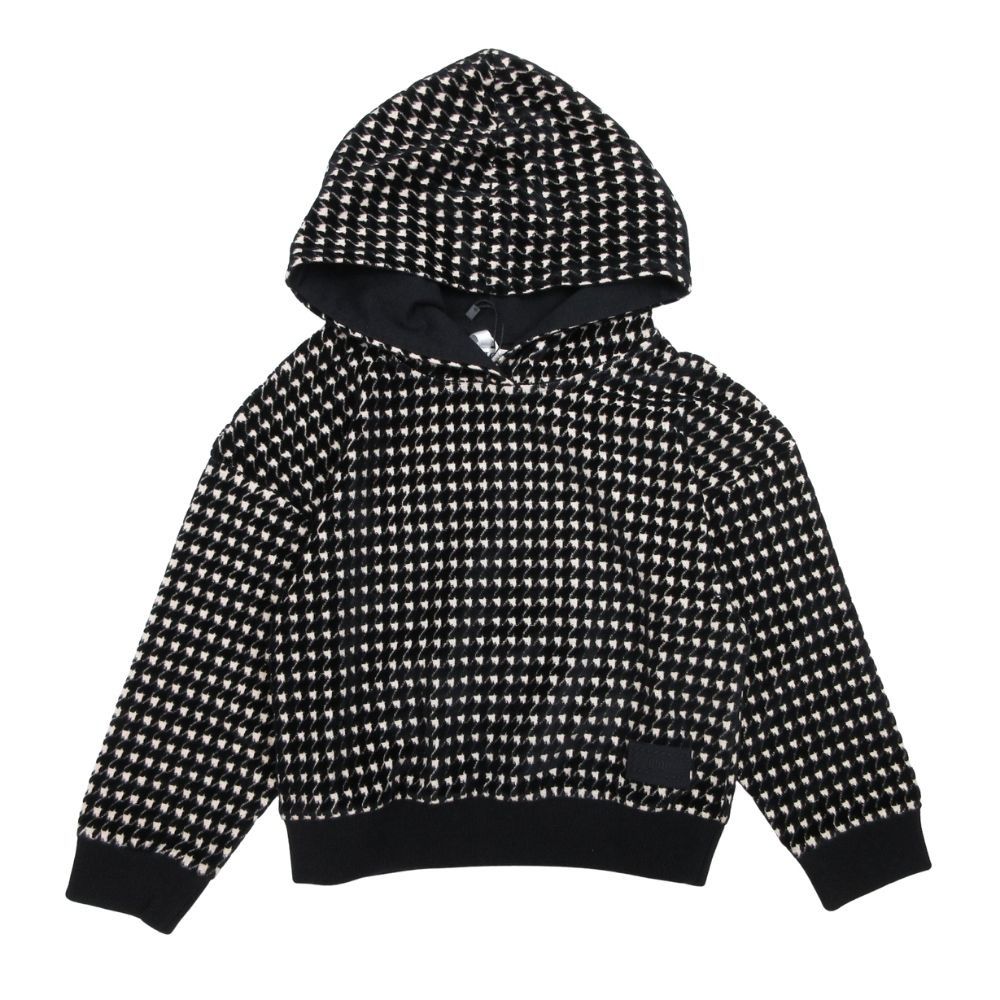 ♥ DIOR ディオール ベロア 千鳥格子柄 プルオーバー パーカー フーディ 5 黒 ブラック 白 ホワイト 子供服 キッズ 古着