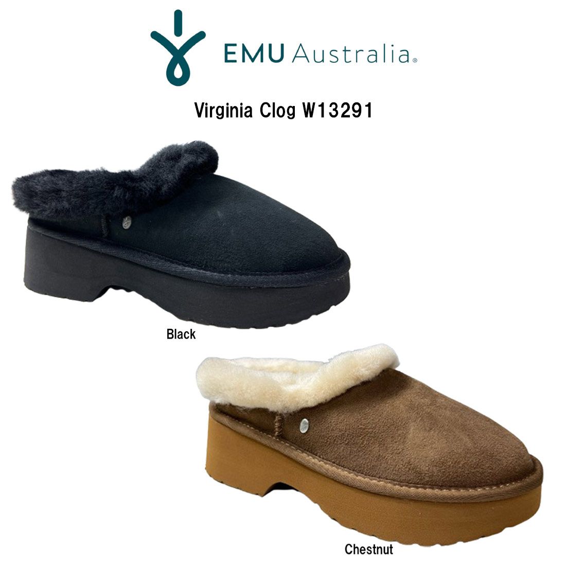 EMU エミュー ムートン スリッポン シューズ シープスキン ヴァージニア クロッグ 厚底 レディース 靴 Virginia Clog W13291