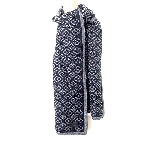 LOUIS VUITTON カシミヤマフラー ブラック　中古品 ルイヴィトン LOUIS VUITTON モノグラム エシャルプ スキー