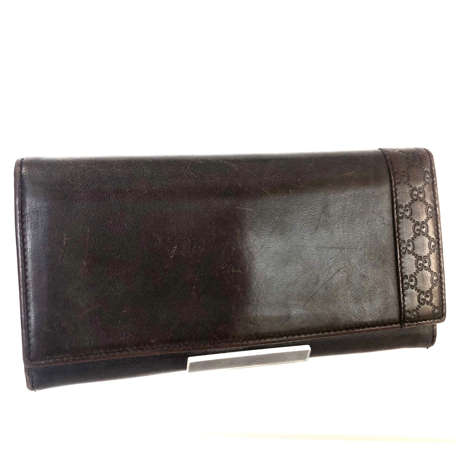 □良品□GUCCI グッチ グッチシマ マイクロシマ 長財布 レザー 本革 
