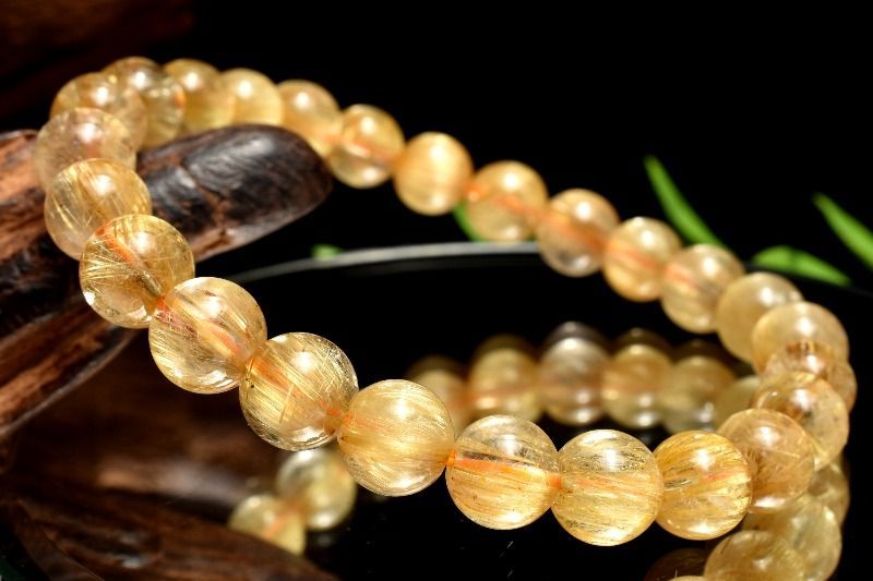 希少】最高級5Aタイチンルチル9.5mmブレスレット 金針びっしり 透明度