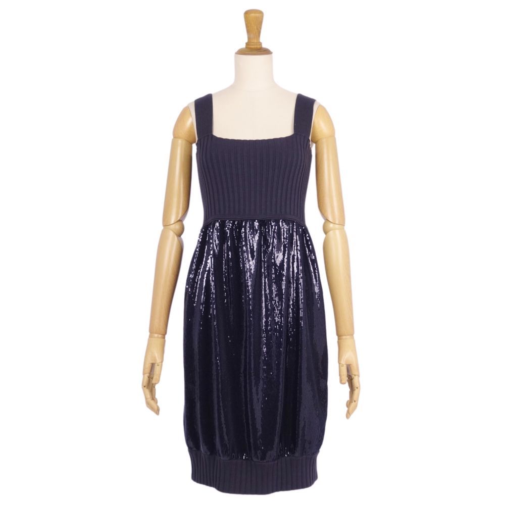 美品 フェンディ FENDI ワンピース ノースリーブ スパンコール ニット  