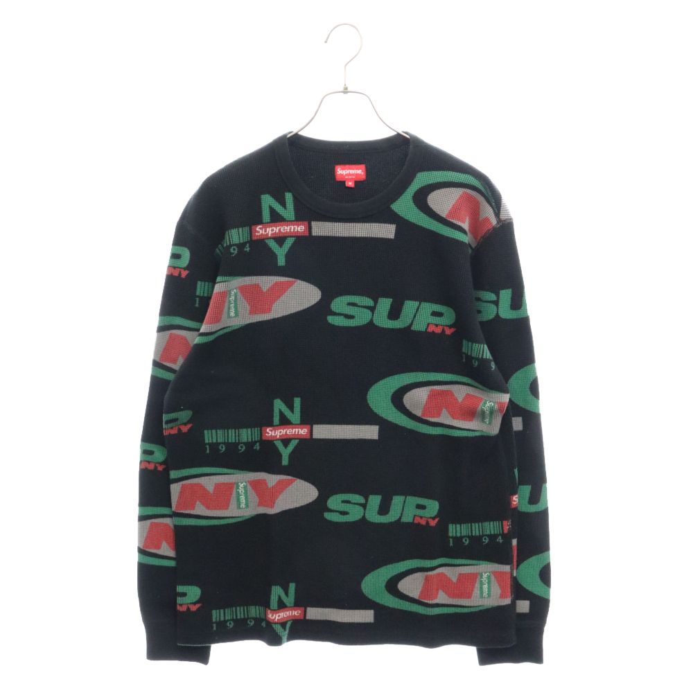 SUPREME (シュプリーム) 18AW NY Waffle Thermal ワッフル サーマル ロングスリーブ カットソー 長袖Tシャツ 総柄  ブラック - メルカリ