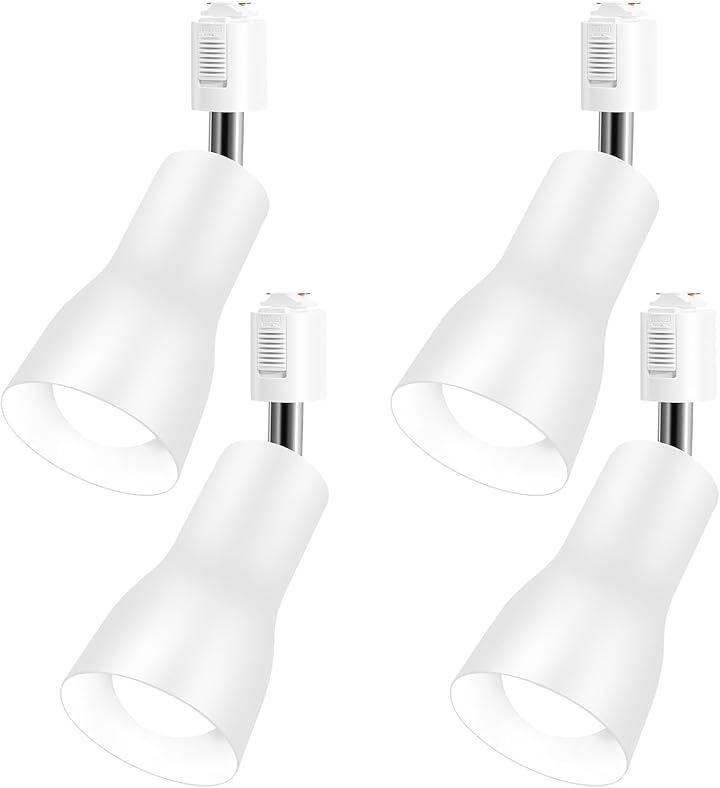 Pispoer ダクトレール用スポットライト-ダクトレール用照明器具 ライティングレール 照明- 付き13W LEDレフランプ100W形相当RA 80 1500LM 非調光 昼白色5000K＋白い 器具セット 4個セット