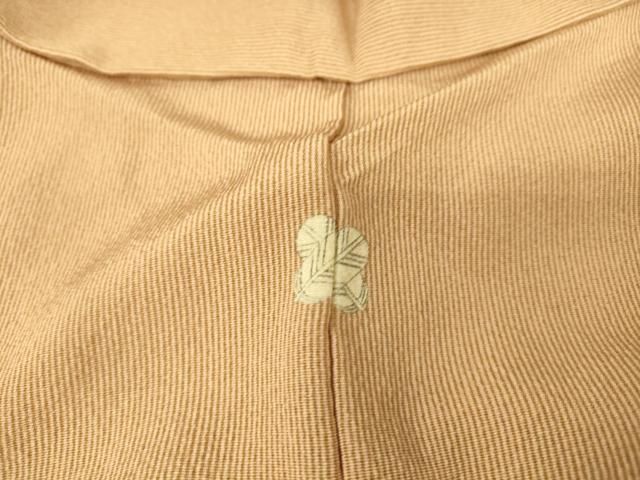 平和屋着物▽伝統工芸士 染谷梅治 江戸小紋 単衣 万筋 杏