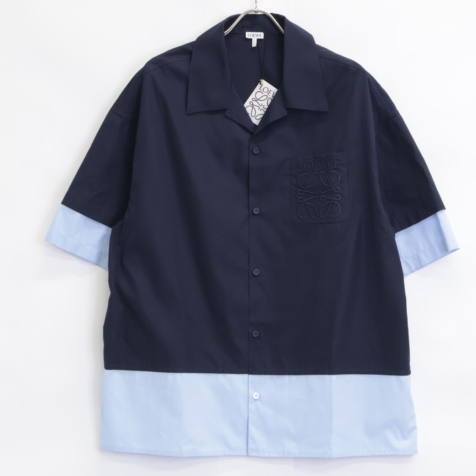 LOEWE ロエベ ﾈｲﾋﾞｰ ﾌﾞﾙｰ H526Y05WEY ｼｮｰﾄｽﾘｰﾌﾞ ｼｬﾂ 38