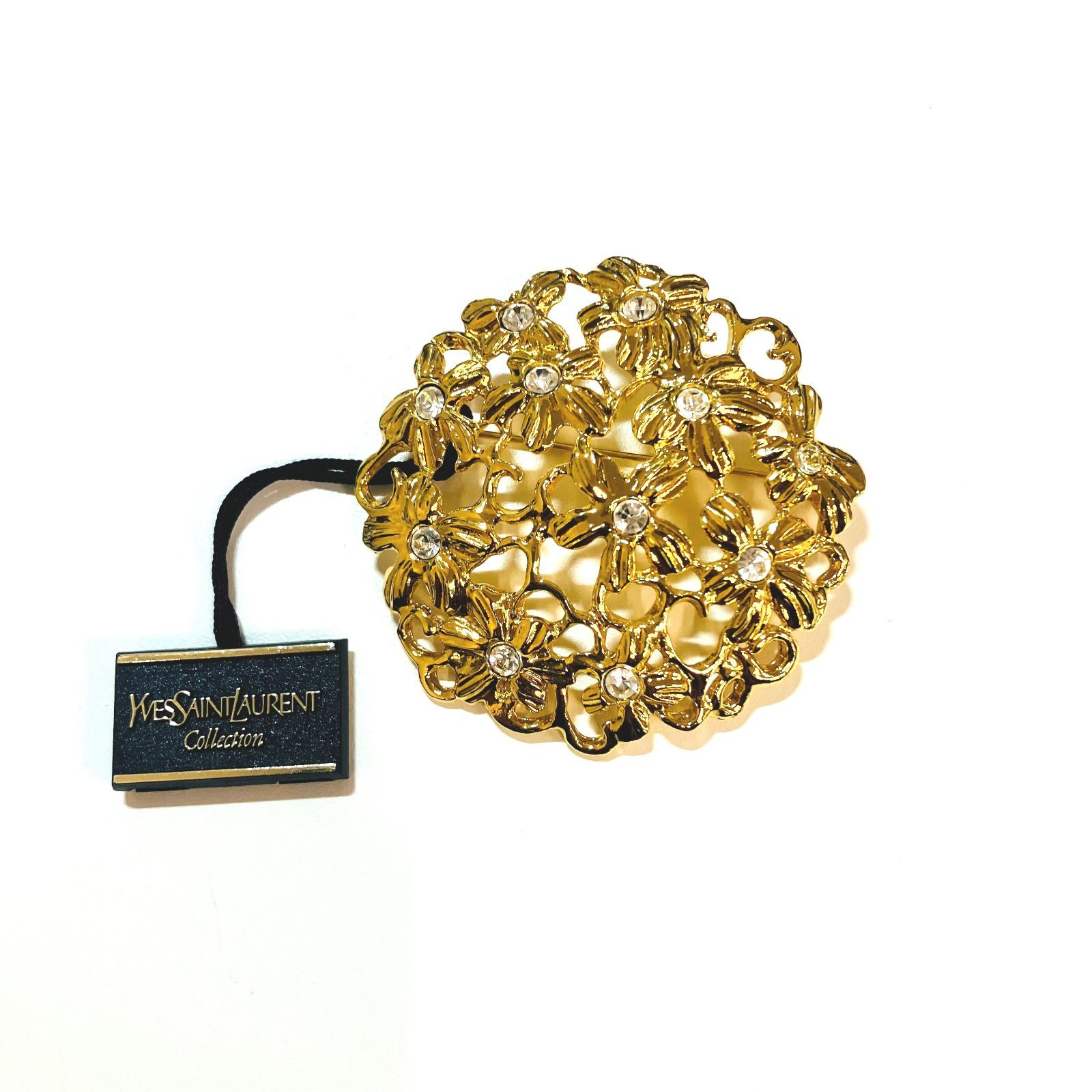 サンローラン ヴィンテージブローチ イヴ・サンローラン ラウンドロゴ