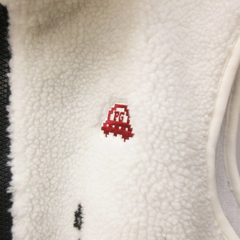 パーリーゲイツ PEARLY GATES フリース ベスト ボア ロゴ 刺繍 総柄 黒